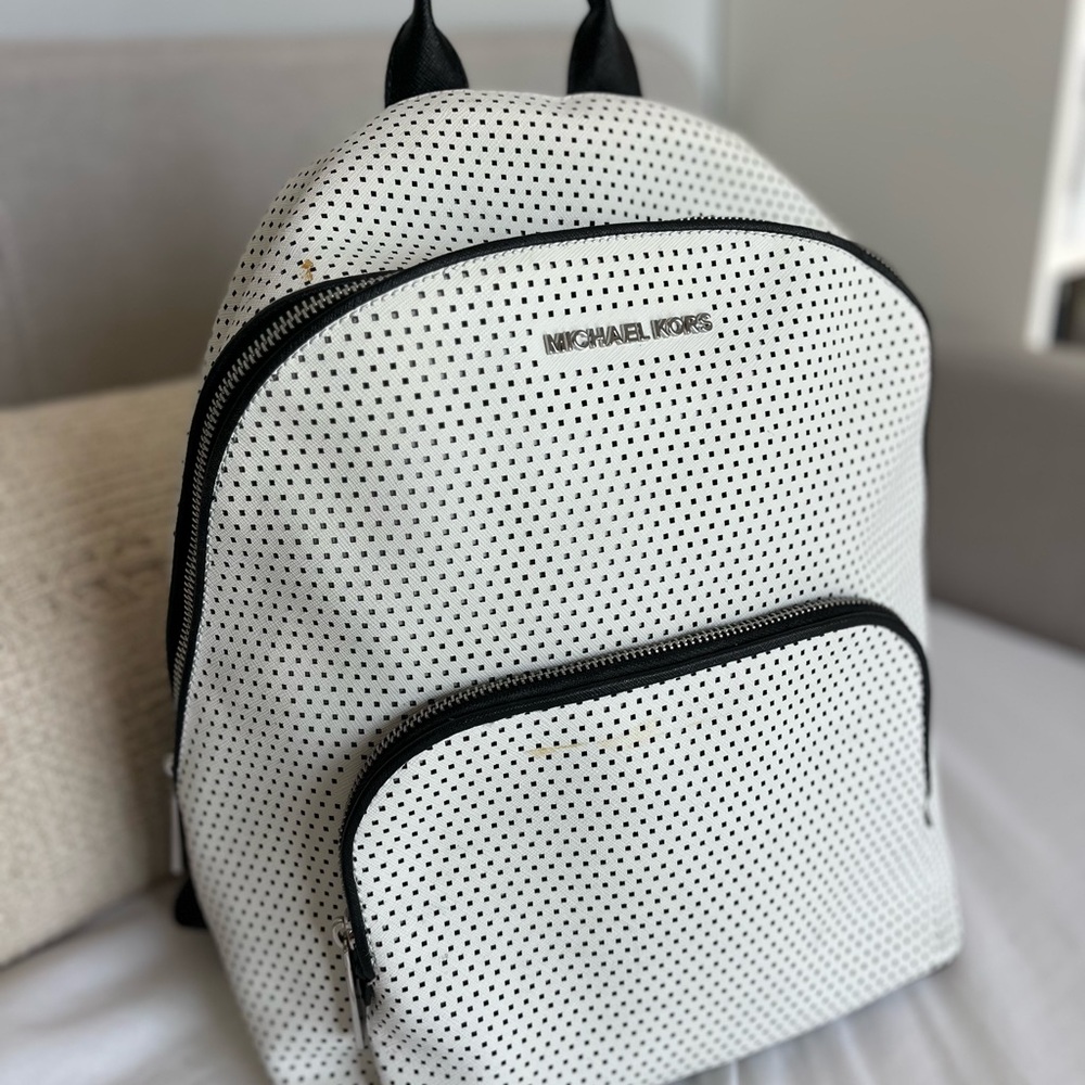 Michael Kors Backpack White and Black Medium Backpack